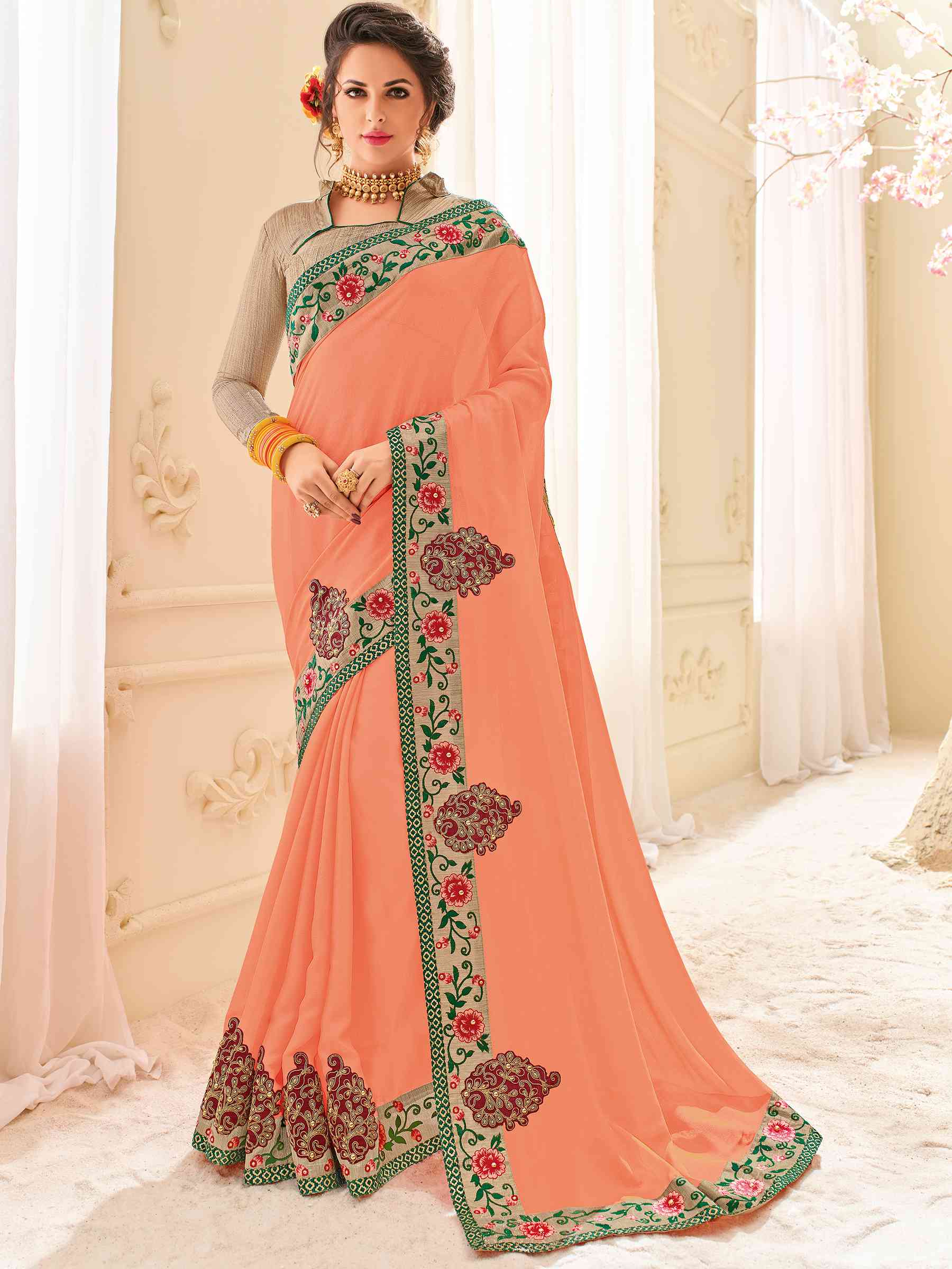 Platinum Vol-4 By Indian Women Pl-32104 To Pl-32123 Series Indian Designer Traditional Wear Collection Beautiful Stylish Colorful Party Wear & Occasional Wear Silk/ Georgette/ Chiffon Sarees At Wholesale Price