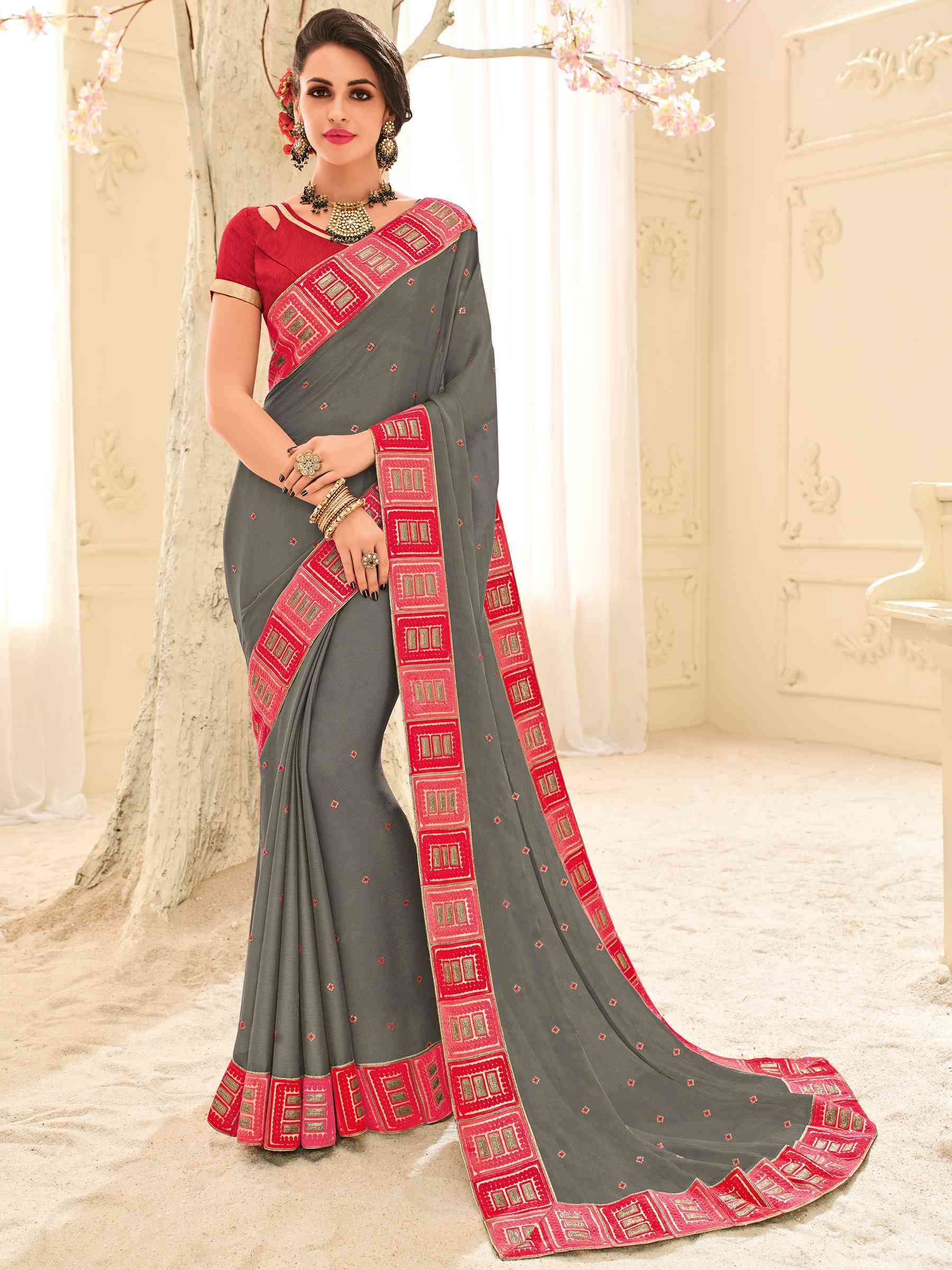 Platinum Vol-4 By Indian Women Pl-32104 To Pl-32123 Series Indian Designer Traditional Wear Collection Beautiful Stylish Colorful Party Wear & Occasional Wear Silk/ Georgette/ Chiffon Sarees At Wholesale Price