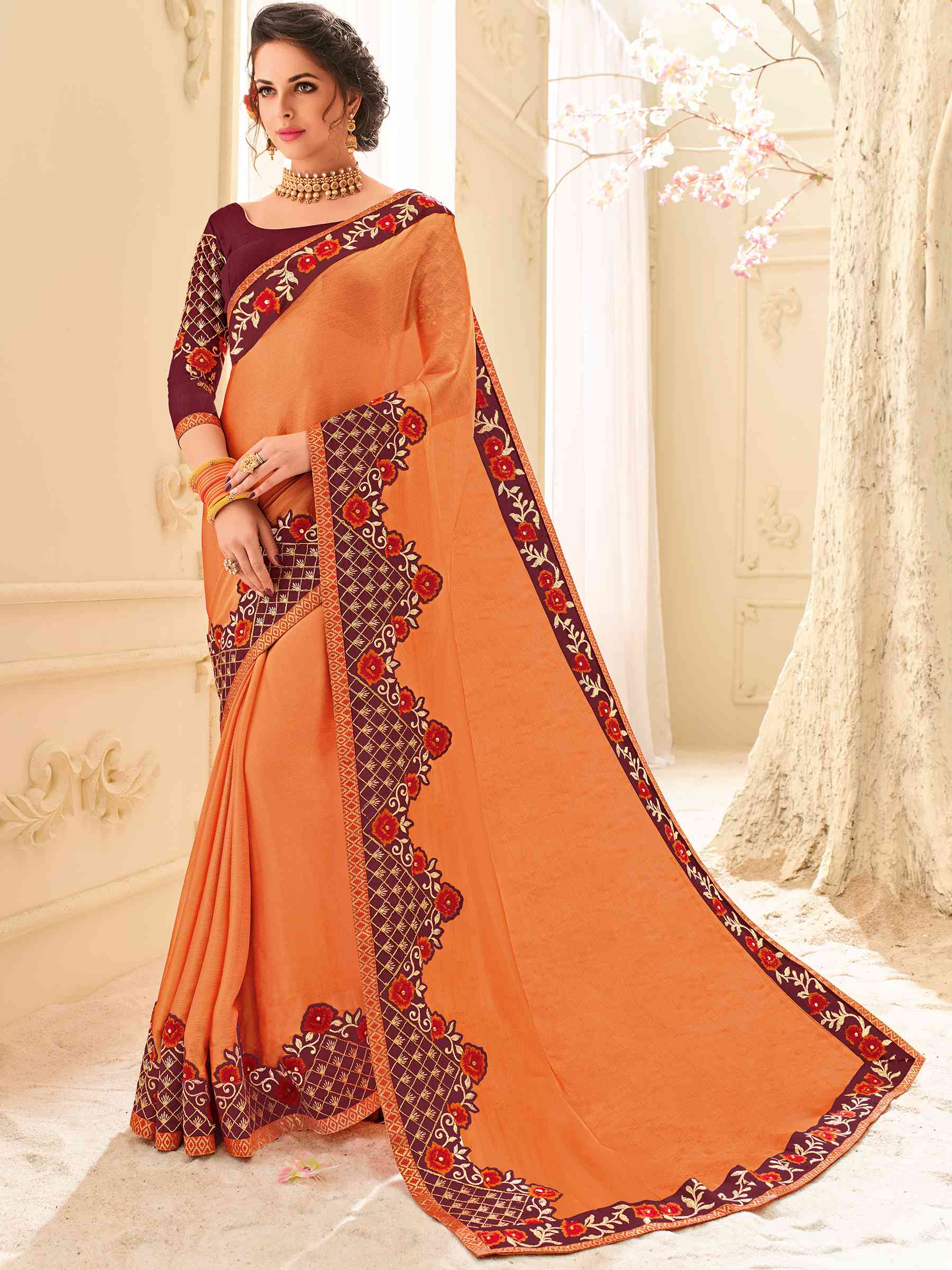 Platinum Vol-4 By Indian Women Pl-32104 To Pl-32123 Series Indian Designer Traditional Wear Collection Beautiful Stylish Colorful Party Wear & Occasional Wear Silk/ Georgette/ Chiffon Sarees At Wholesale Price