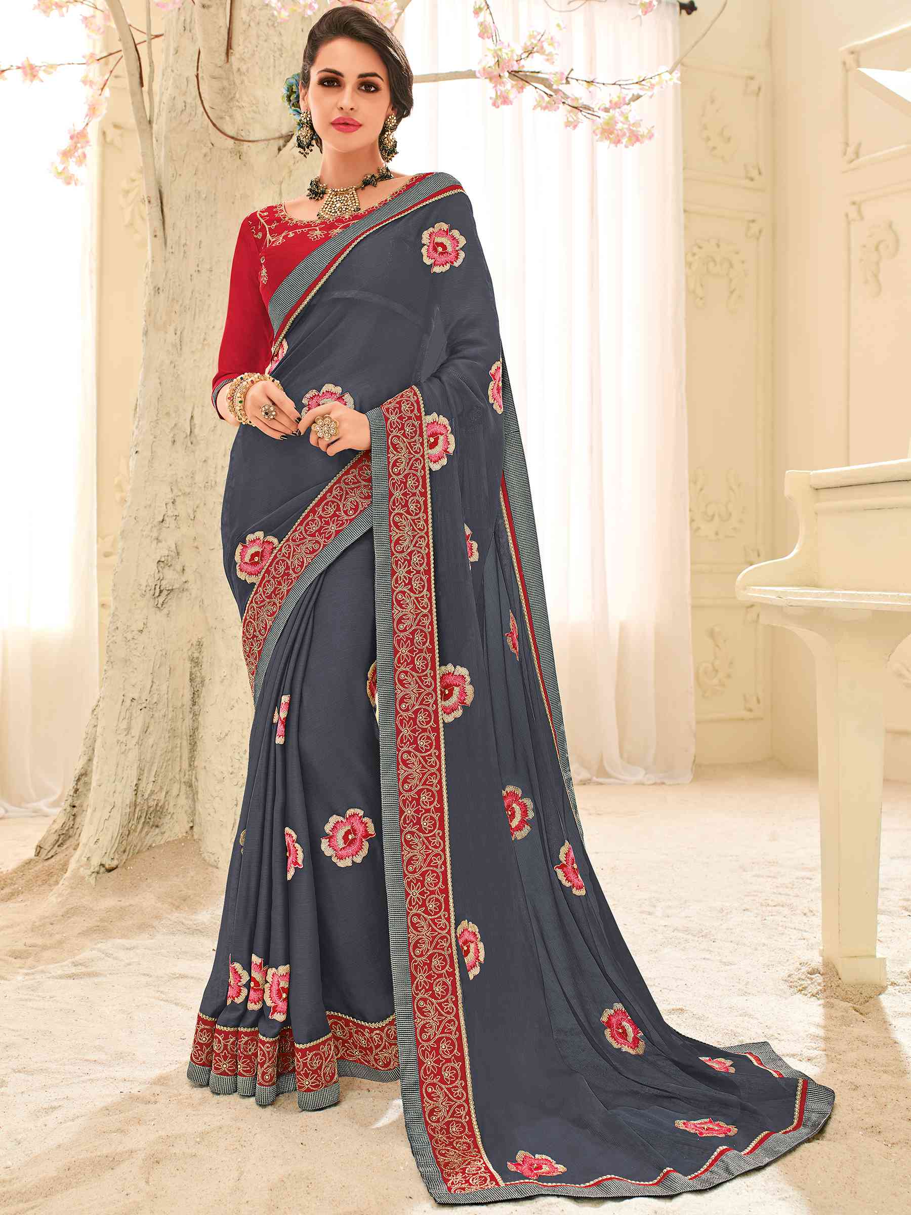 Platinum Vol-4 By Indian Women Pl-32104 To Pl-32123 Series Indian Designer Traditional Wear Collection Beautiful Stylish Colorful Party Wear & Occasional Wear Silk/ Georgette/ Chiffon Sarees At Wholesale Price