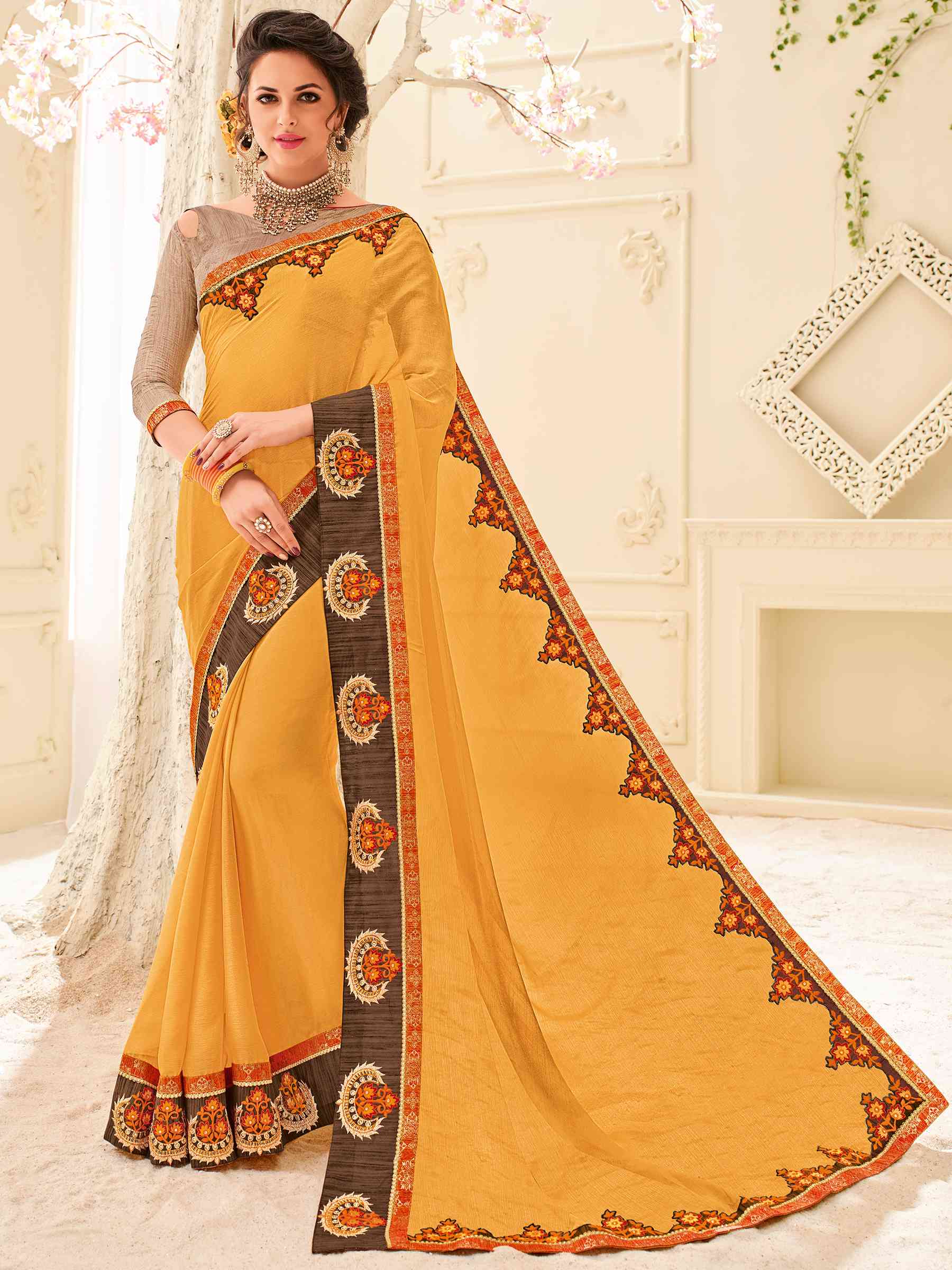 Platinum Vol-4 By Indian Women Pl-32104 To Pl-32123 Series Indian Designer Traditional Wear Collection Beautiful Stylish Colorful Party Wear & Occasional Wear Silk/ Georgette/ Chiffon Sarees At Wholesale Price