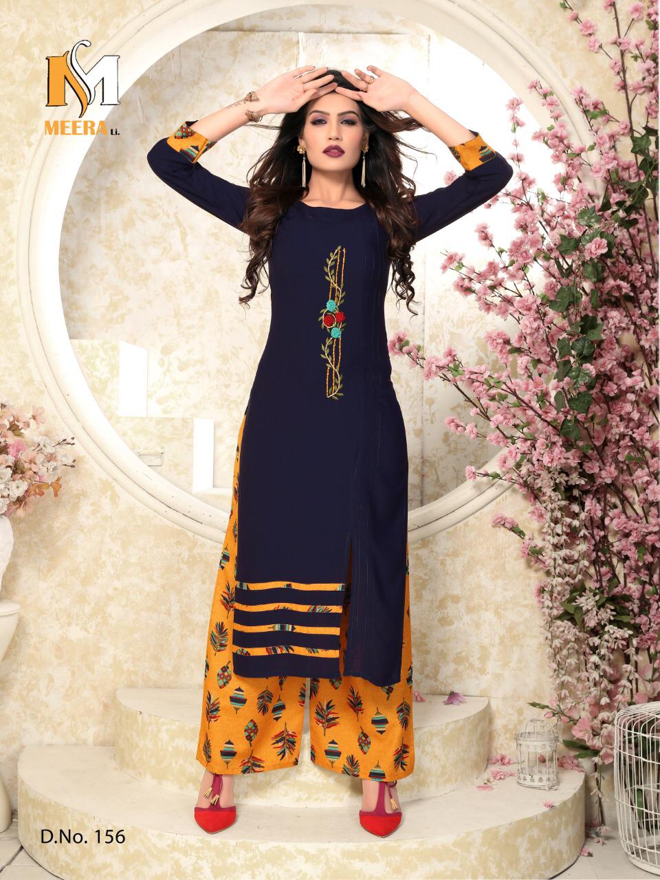 Plazzo Queen By Meerali 151 To 156 Series Beautiful Colorful Stylish Fancy Casual Wear & Ethnic Wear & Ready To Wear Heavy Rayon Printed Kurtis With Bottom At Wholesale Price