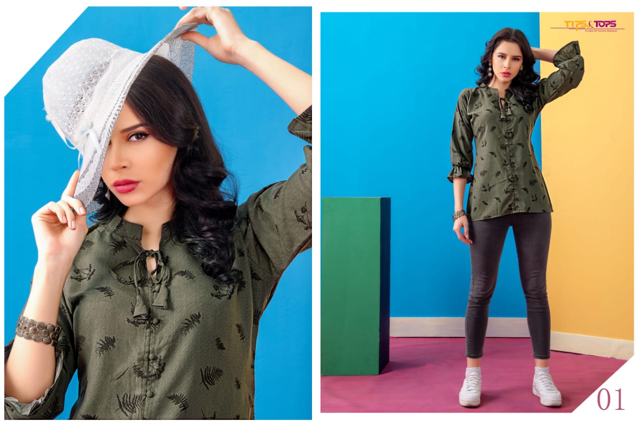 Polo By Tips & Tops 01 To 09 Series Beautiful Stylish Fancy Colorful Casual Wear & Ethnic Wear & Ready To Wear Heavy Rayon Printed Short Top Kurtis At Wholesale Price