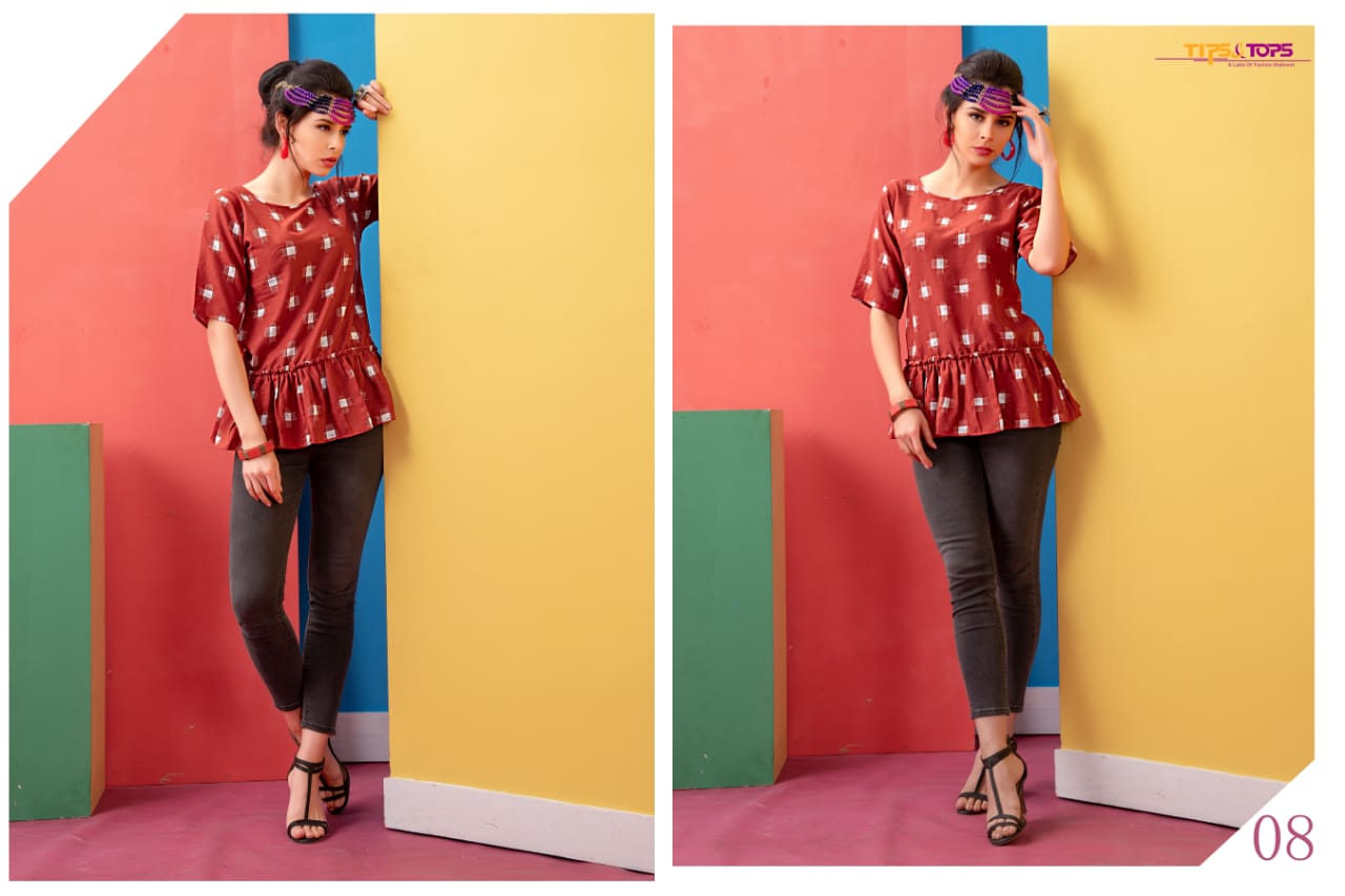 Polo By Tips & Tops 01 To 09 Series Beautiful Stylish Fancy Colorful Casual Wear & Ethnic Wear & Ready To Wear Heavy Rayon Printed Short Top Kurtis At Wholesale Price