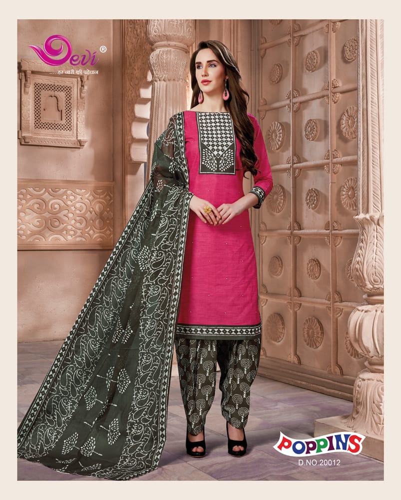 Poppins Vol-20 By Devi 20001 To 20012 Series Beautiful Suits Stylish Colorful Fancy Casual Wear & Ethnic Wear Cotton Printed Dresses At Wholesale Price