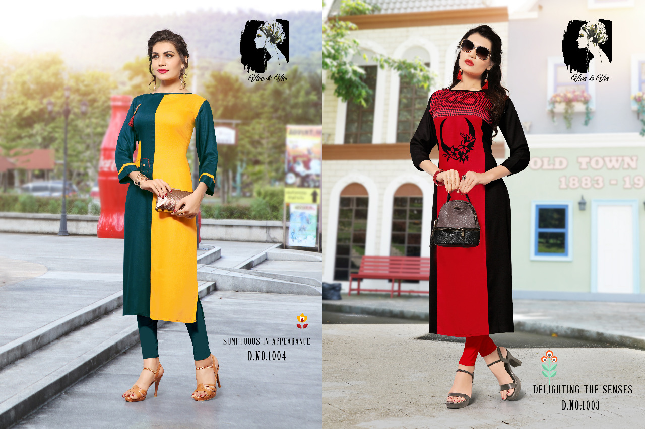 Pragya Vol-1 By Viva & Via 1001 To 1006 Series Beautiful Stylish Fancy Colorful Casual Wear & Ethnic Wear Heavy Rayon Printed Kurtis At Wholesale Price