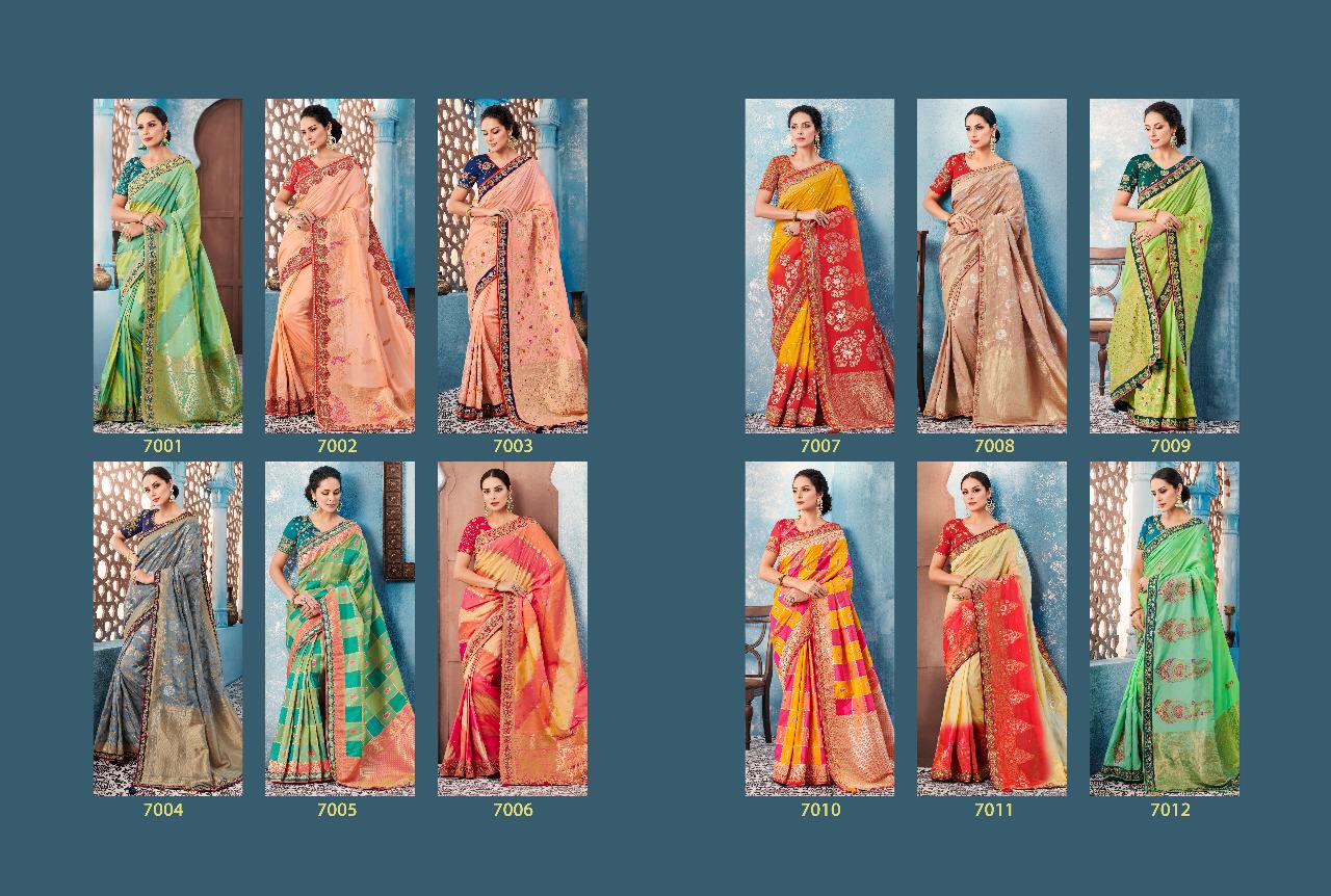 Pragya 7000 Series By Pragya 7001 To 7012 Series Indian Beautiful Traditional Wear Collection Stylish Fancy Colorful Party Wear & Occasional Wear Bhagalpuri Silk Sarees At Wholesale Price