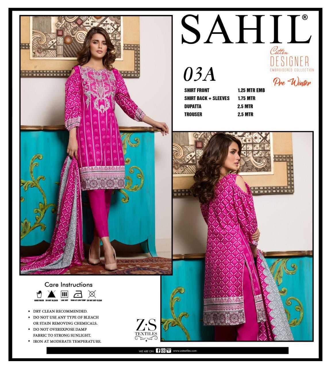 Pre-winter Collection-9 By Sahil 01-a To 05-b Series Beautiful Suits Stylish Fancy Colorful Casual Wear & Ethnic Wear Pure Lawn Digital Style Printed Dresses At Wholesale Price