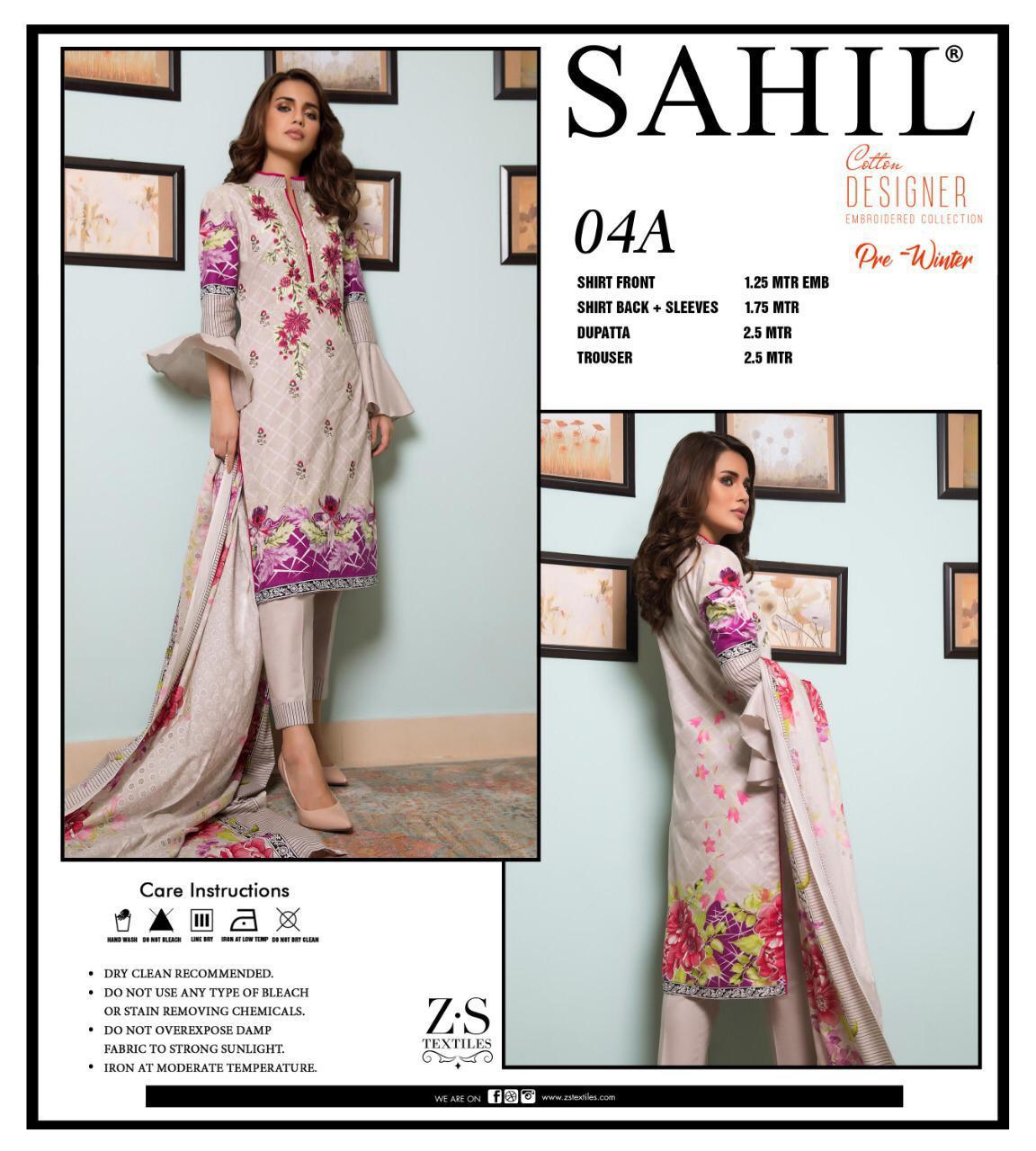 Pre-winter Collection-9 By Sahil 01-a To 05-b Series Beautiful Suits Stylish Fancy Colorful Casual Wear & Ethnic Wear Pure Lawn Digital Style Printed Dresses At Wholesale Price