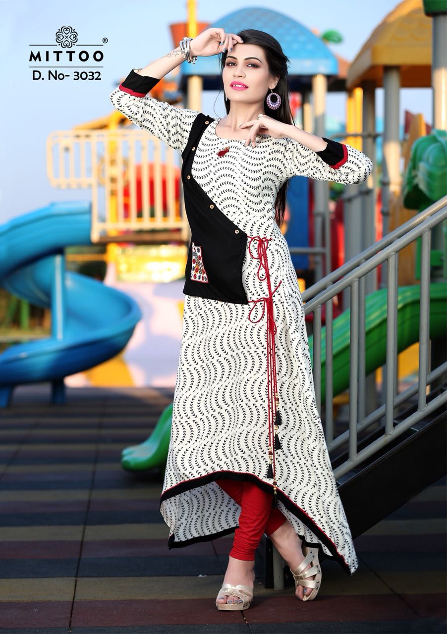 Preet Vol-4 By Mittoo 3025 To 3032 Series Stylish Colorful Fancy Beautiful Party Wear & Ethnic Wear Rayon Printed Kurtis At Wholesale Price