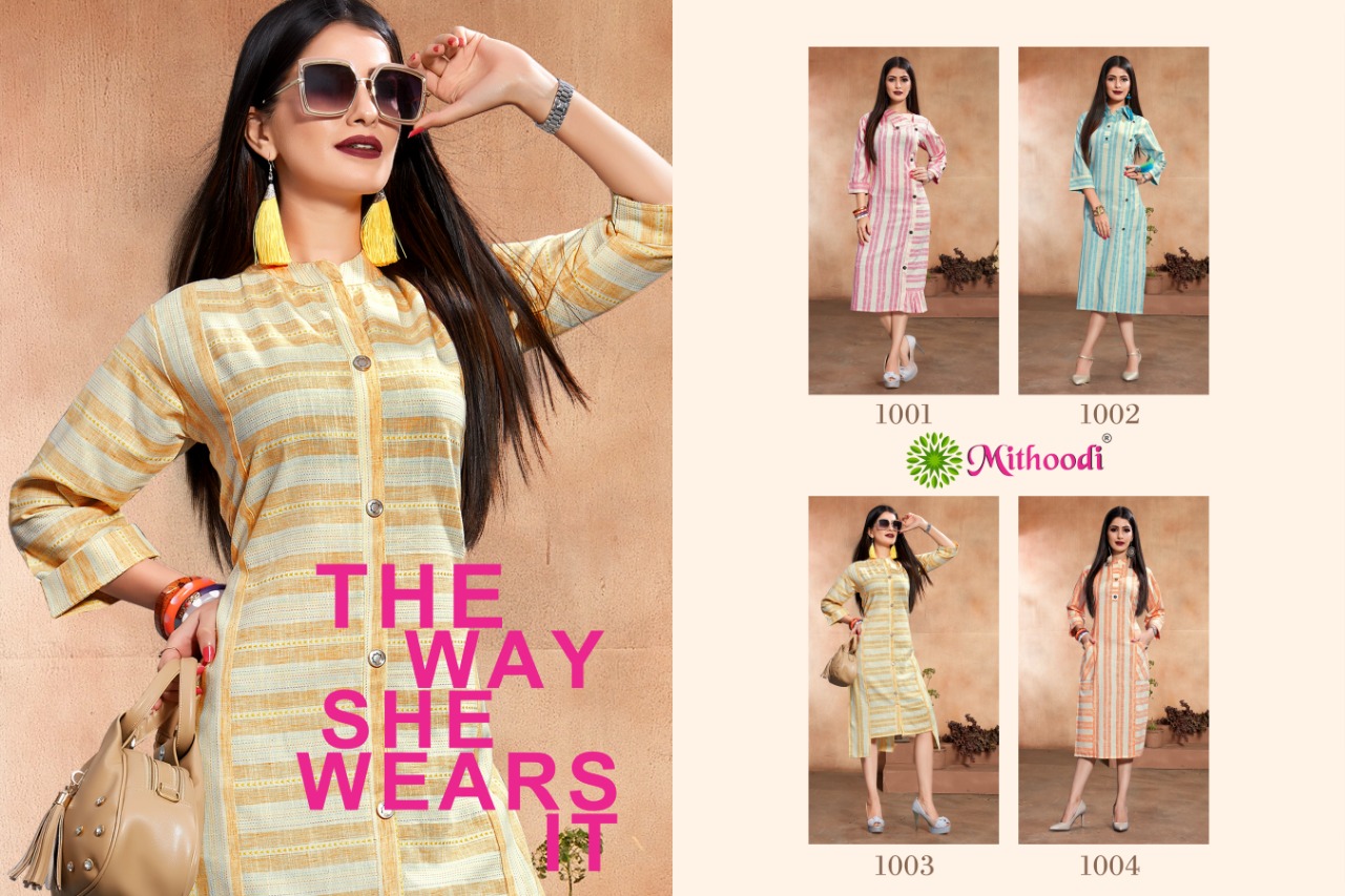 Premium Plus By Mithoodi 1001 To 1004 Series Beautiful Stylish Fancy Colorful Casual Wear & Ethnic Wear Liva Cotton Linning Kurtis At Wholesale Price