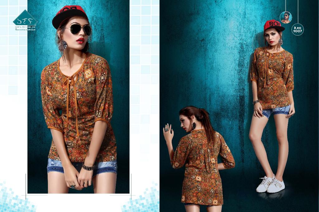 Pretty Girl By Surya Techno Fab 7001 To 7008 Series Designer Beautiful Stylish Colorful Fancy Ready To Wear & Casual Wear & Ethnic Wear Air Jet Rayon Printed  Kurtis At Wholesale Price