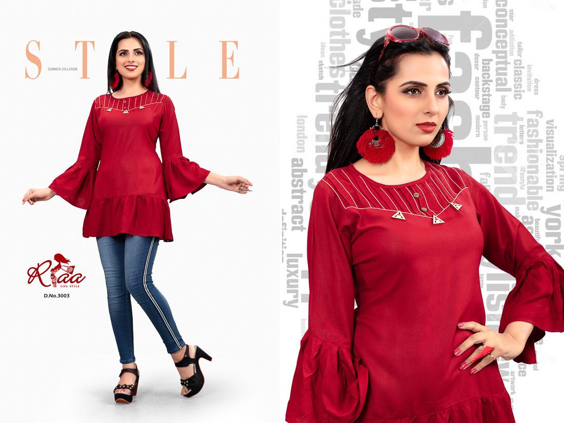 Princy By Riaa Lifestyle 3001 To 3008 Series Beautiful Stylish Colorful Fancy Party Wear & Ethnic Wear & Ready To Wear Rayon Handworked Kurtis At Wholesale Price