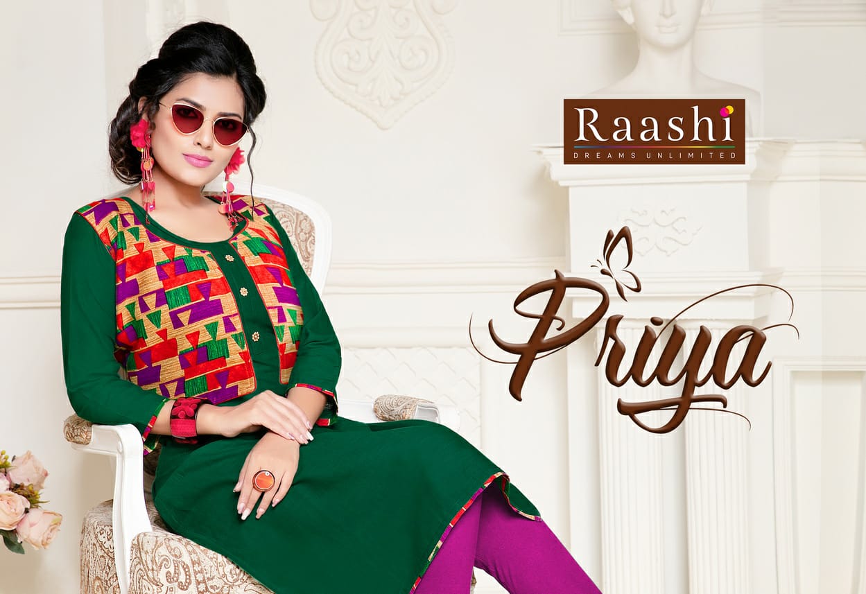 Priya By Raashi 701 To 712 Series Beautiful Stylish Fancy Colorful Casual Wear & Ethnic Wear & Ready To Wear Cotton Slub Prints Kurtis At Wholesale Price