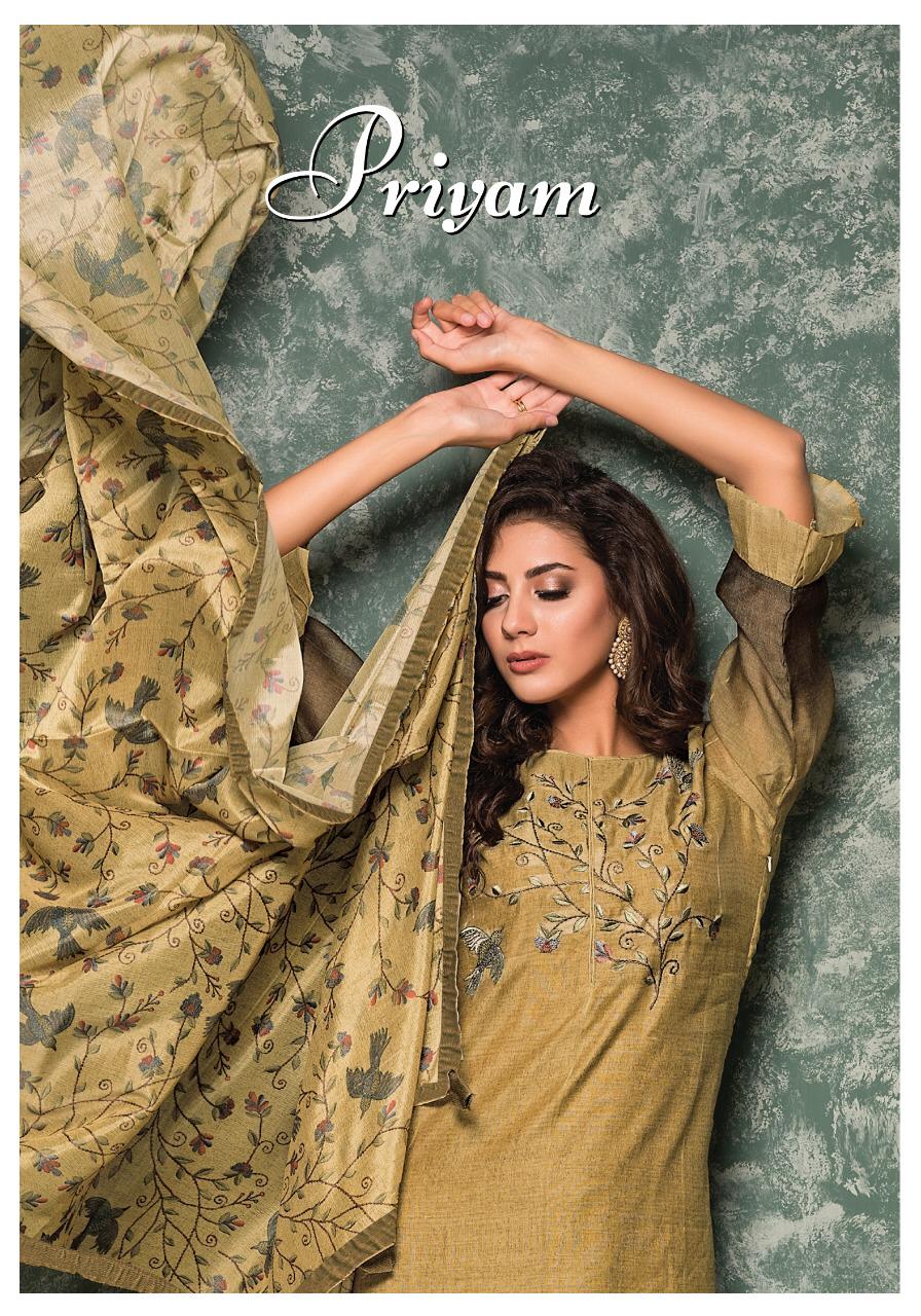 Priyam By Sri 818 To 824 Series Beautiful Collection Suits Stylish Fancy Colorful Party Wear & Ethnic Wear Chanderi Silk Embroidered Dresses At Wholesale Price