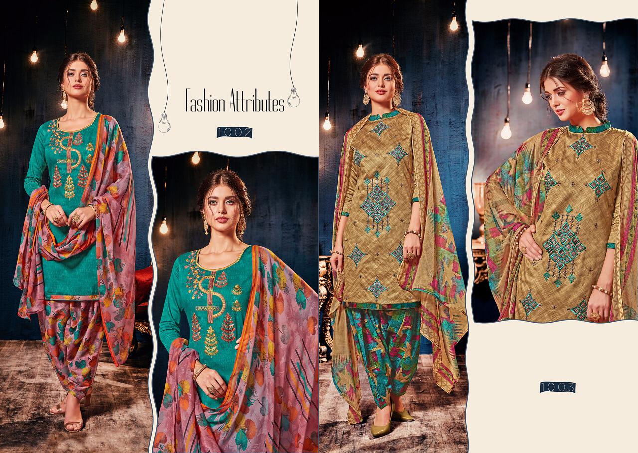 Punjab Di Kudi Vol-10 By Ritu 1001 To 1010 Series Beautiful Pashmina With Patiyala Suits Stylish Fancy Colorful Winter Wear & Ethnic Wear Pure Cotton Jam Silk Print With Embroidered Dresses At Wholesale Price