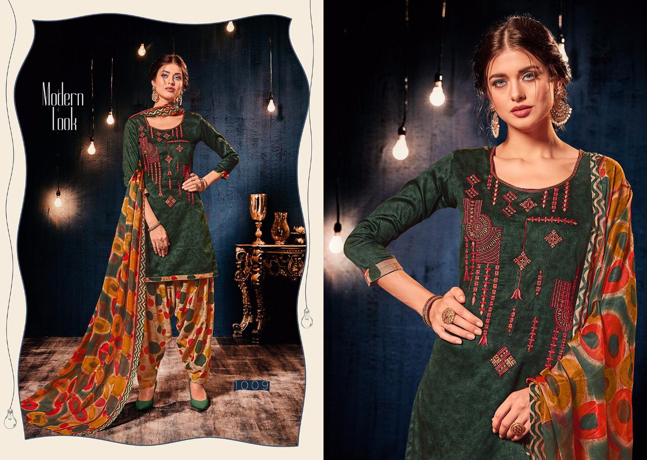 Punjab Di Kudi Vol-10 By Ritu 1001 To 1010 Series Beautiful Pashmina With Patiyala Suits Stylish Fancy Colorful Winter Wear & Ethnic Wear Pure Cotton Jam Silk Print With Embroidered Dresses At Wholesale Price