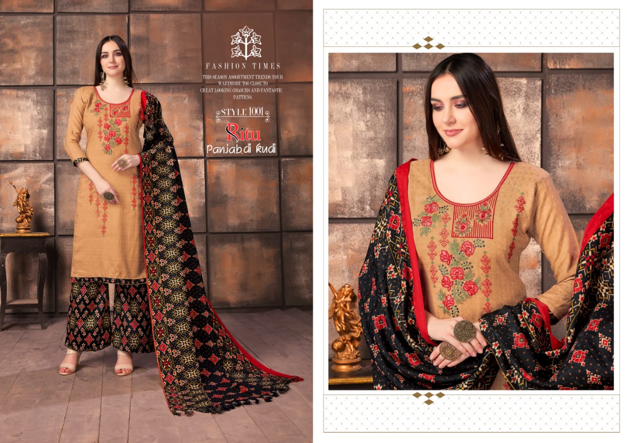 Punjab Di Kudi Vol-5 By Ritu 1001 To 1010 Series Beautiful Pashmina With Patiyala Suits Stylish Fancy Colorful Winter Wear & Ethnic Wear Pure Pashmina Embroidered Dresses At Wholesale Price