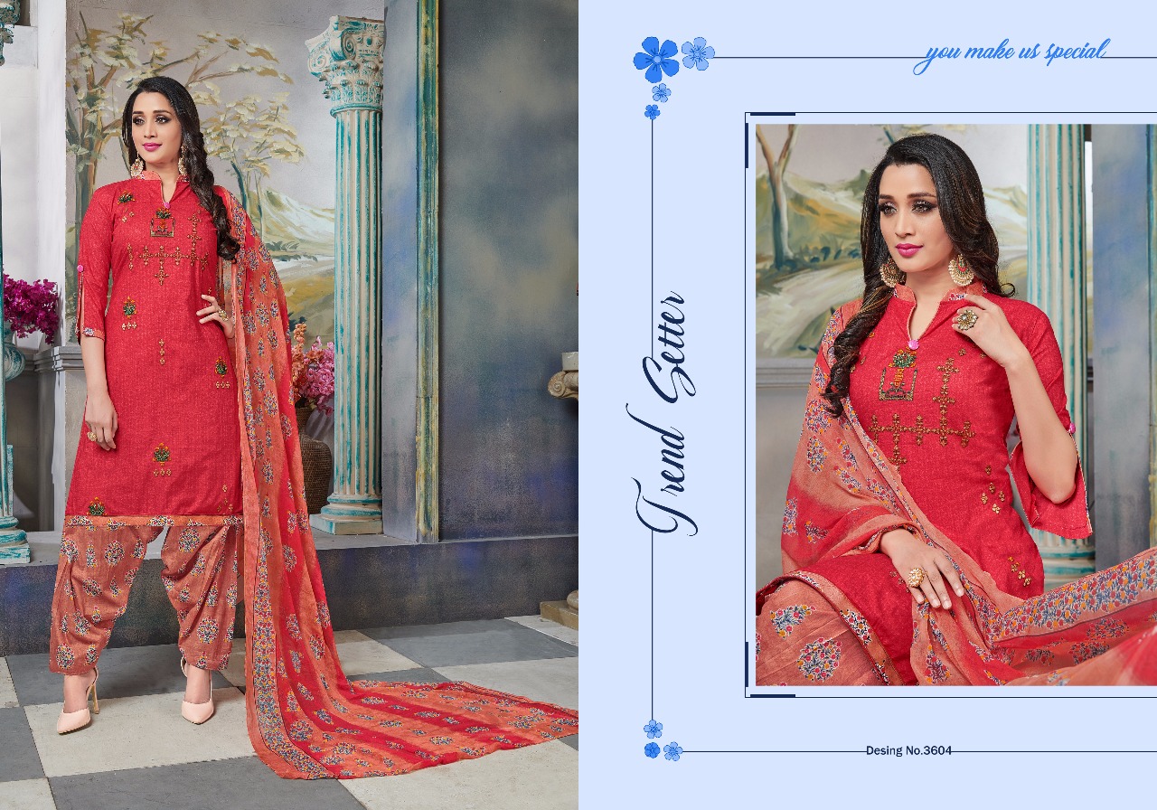 Punjab Queen Vol-36 By Lavli Fashion 3601 To 3608 Series Beautiful Suits Stylish Fancy Colorful Party Wear & Occasional Wear Pure Cambric Cotton Self Print Embroidered Dresses At Wholesale Price