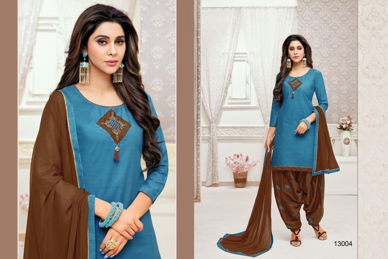 Punjabi Patiyala By Kapil Tex 13001 To 13012 Series Indian Traditional Wear Collection Beautiful Stylish Fancy Colorful Party Wear & Occasional Wear Cotton Slub Dresses At Wholesale Price
