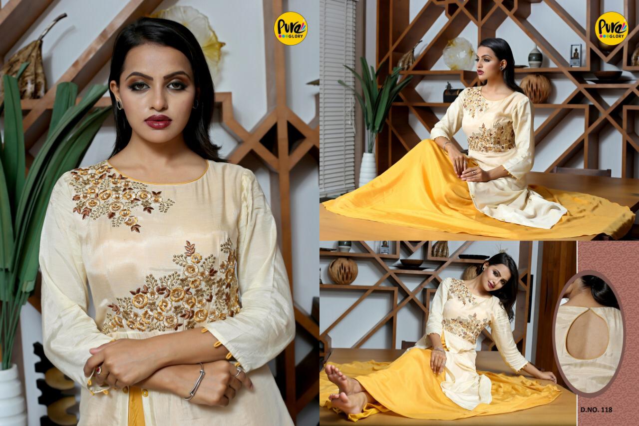 Pure Vol-3 By Glory Indian Traditional Wear Collection Beautiful Stylish Fancy Colorful Party Wear & Occasional Wear Pure Muslin/tussar Silk Printed Kurtis At Wholesale Price
