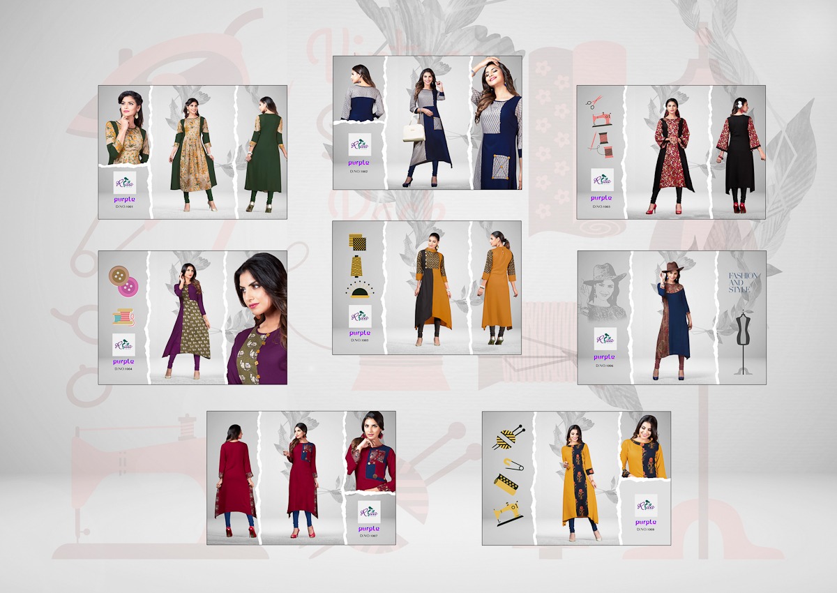 Purple By Riaa Lifestyle 1001 To 1008 Series Beautiful Colorful Stylish Fancy Casual Wear & Ethnic Wear & Ready To Wear Premium Heavy Rayon Kurtis At Wholesale Price