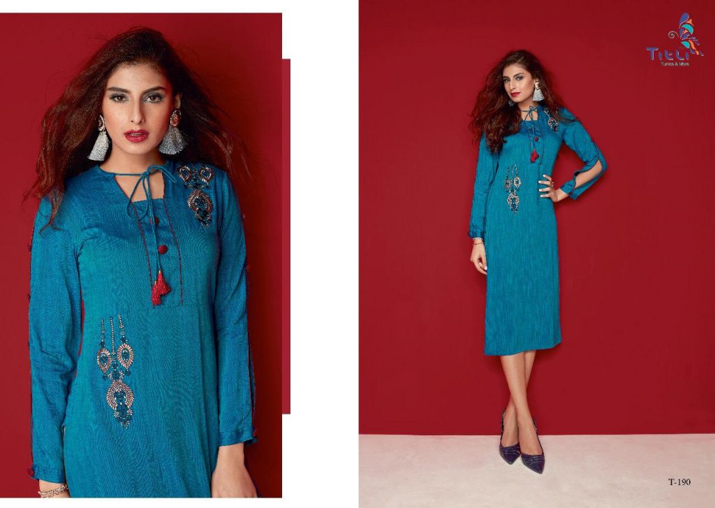 Qalb By Titli 189 To 195 Series Beautiful Colorful Stylish Fancy Party Wear & Ethnic Wear & Ready To Wear Hand Loom Viscose Kurtis At Wholesale Price