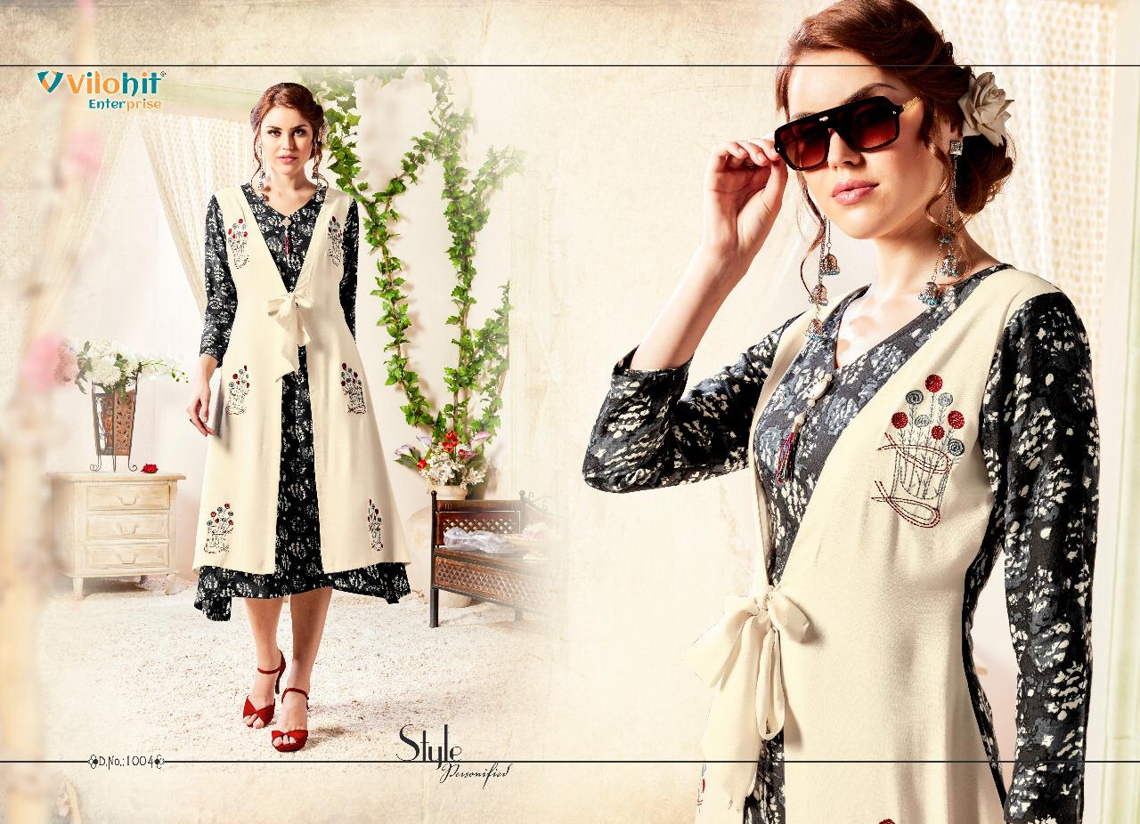 Queen Vol-1 By Vilohit Enterprise 1001 To 1007 Series Indian Traditional Wear Collection Beautiful Stylish Fancy Colorful Party Wear & Occasional Wear Heavy Rayon Printed Kurtis At Wholesale Price