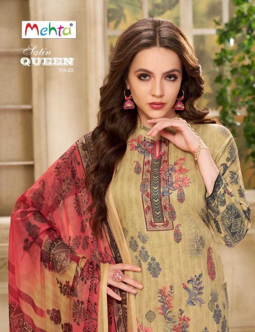 Queen Vol-20 By Mehta 001 To 010 Series Beautiful Suits Stylish Fancy Colorful Party Wear & Ethnic Wear Cotton Printed Dresses At Wholesale Price