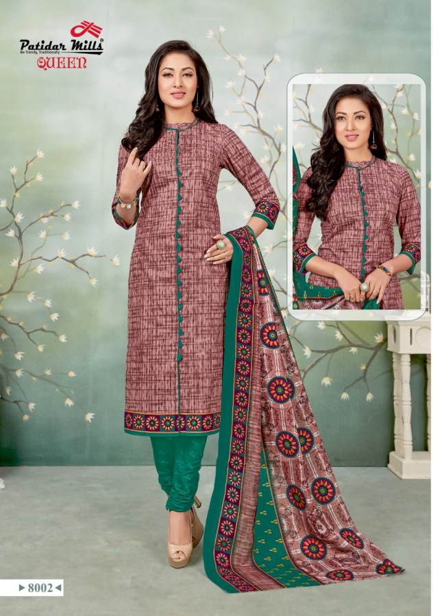 Queen Vol-8 By Patidar Mills 8001 To 8012 Series Indian Traditional Wear Collection Beautiful Stylish Fancy Colorful Party Wear & Occasional Wear Cotton Printed Dress At Wholesale Price