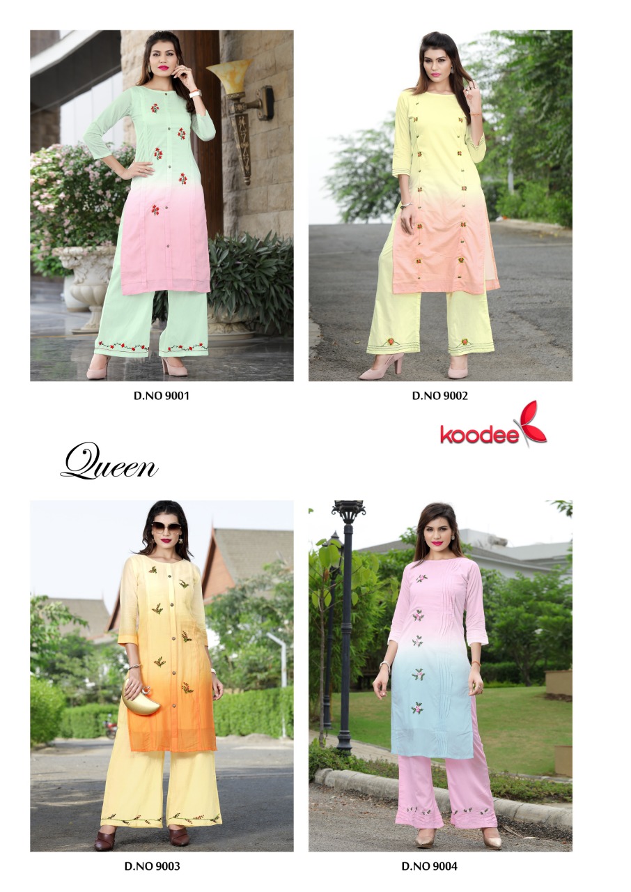 Queen By Koodee  9001 To 9004 Series Beautiful Colorful Stylish Fancy Casual Wear & Ethnic Wear & Ready To Wear Heavy Shaded Heavy Mal Cotton With Full Inner  Kurtis At Wholesale Price
