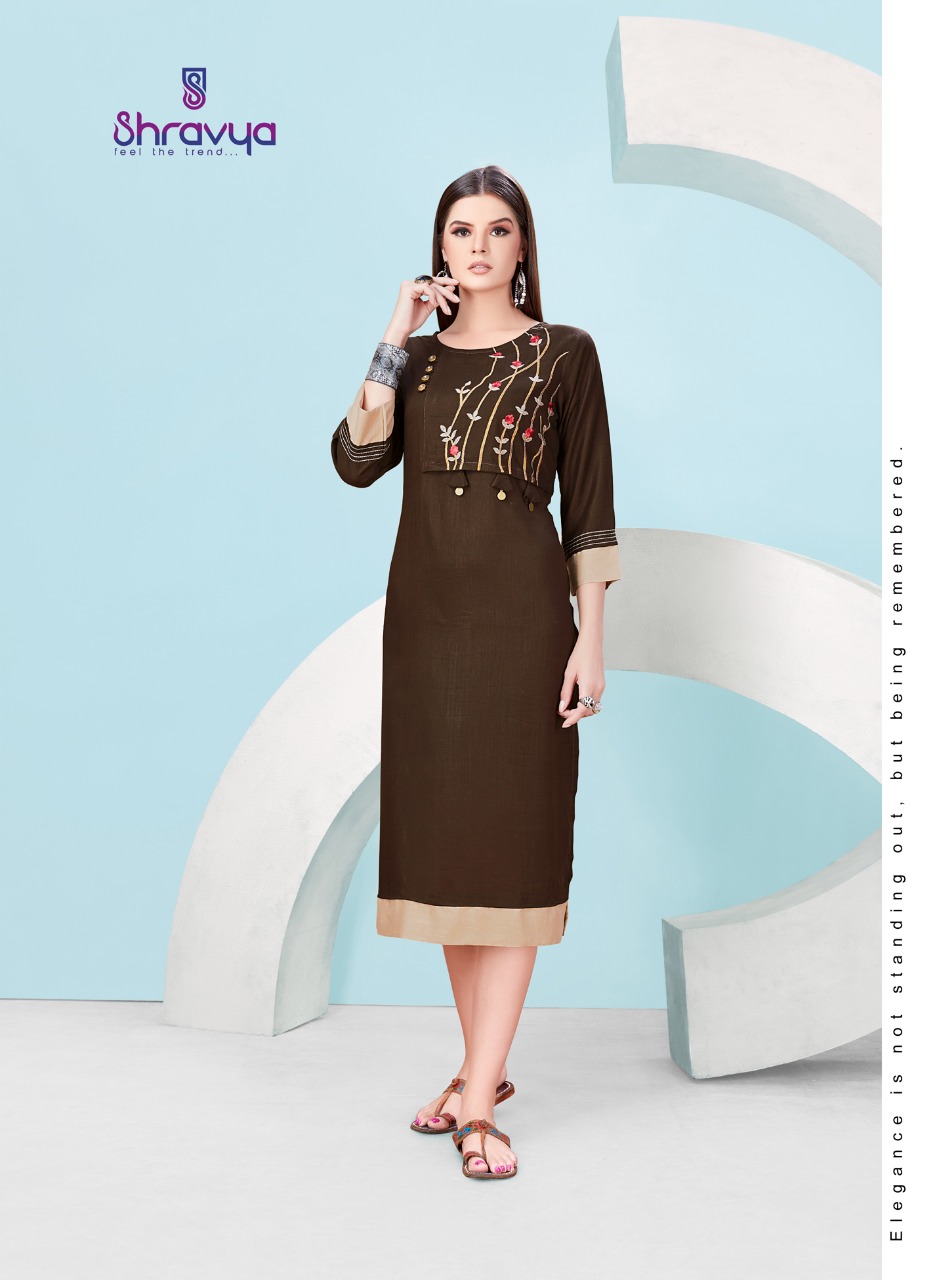 Raag By Shravya Fashion 1001 To 1008 Series Beautiful Stylish Colorful Fancy Party Wear & Ethnic Wear & Ready To Wear Rayon Slub Embroidered Kurtis At Wholesale Price