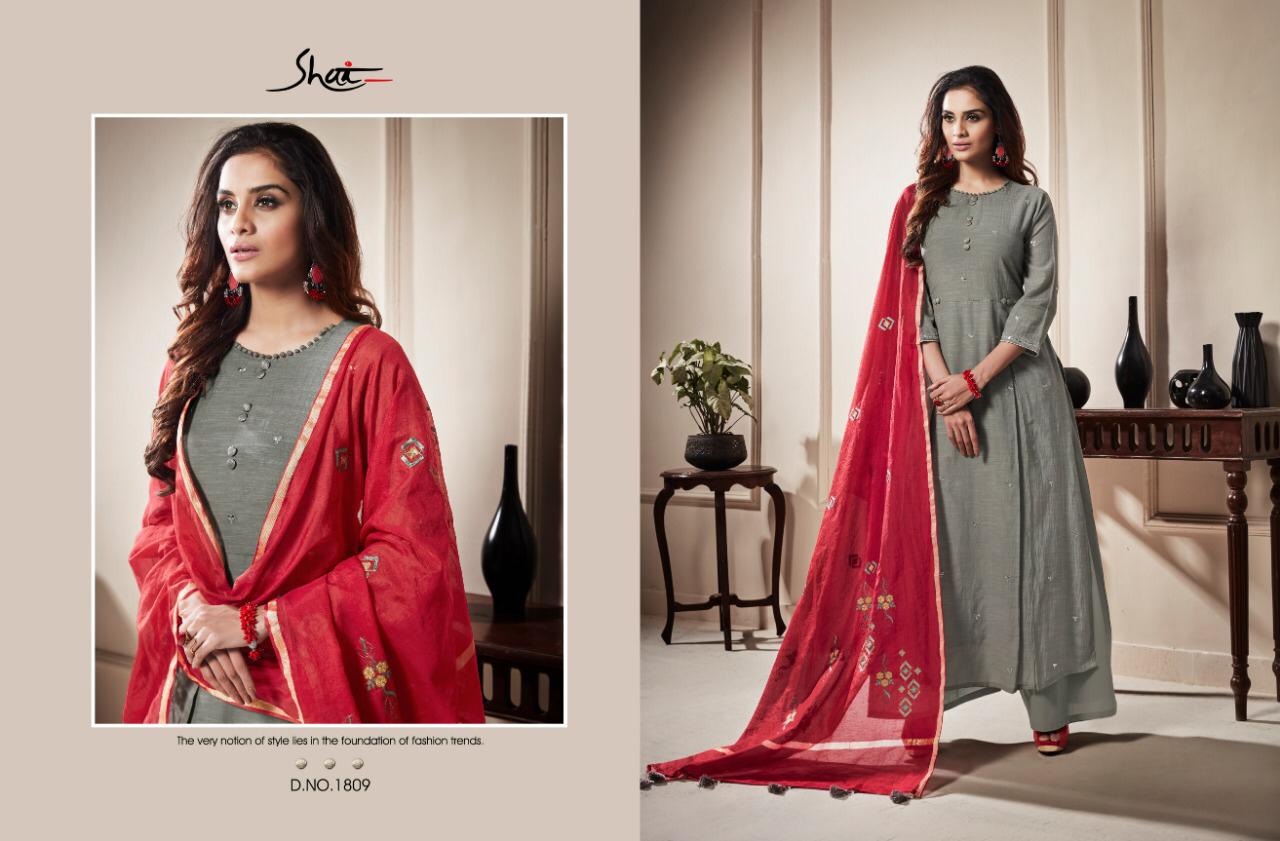 Raaga By Shai 1801 To 1809 Series Beautiful Suits Collection Colorful Stylish Fancy Casual Wear & Ethnic Wear Pure Bemberg Slub Embroidered Dresses At Wholesale Price