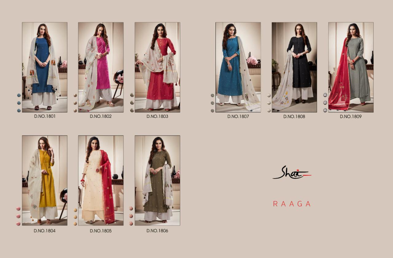 Raaga By Shai 1801 To 1809 Series Beautiful Suits Collection Colorful Stylish Fancy Casual Wear & Ethnic Wear Pure Bemberg Slub Embroidered Dresses At Wholesale Price