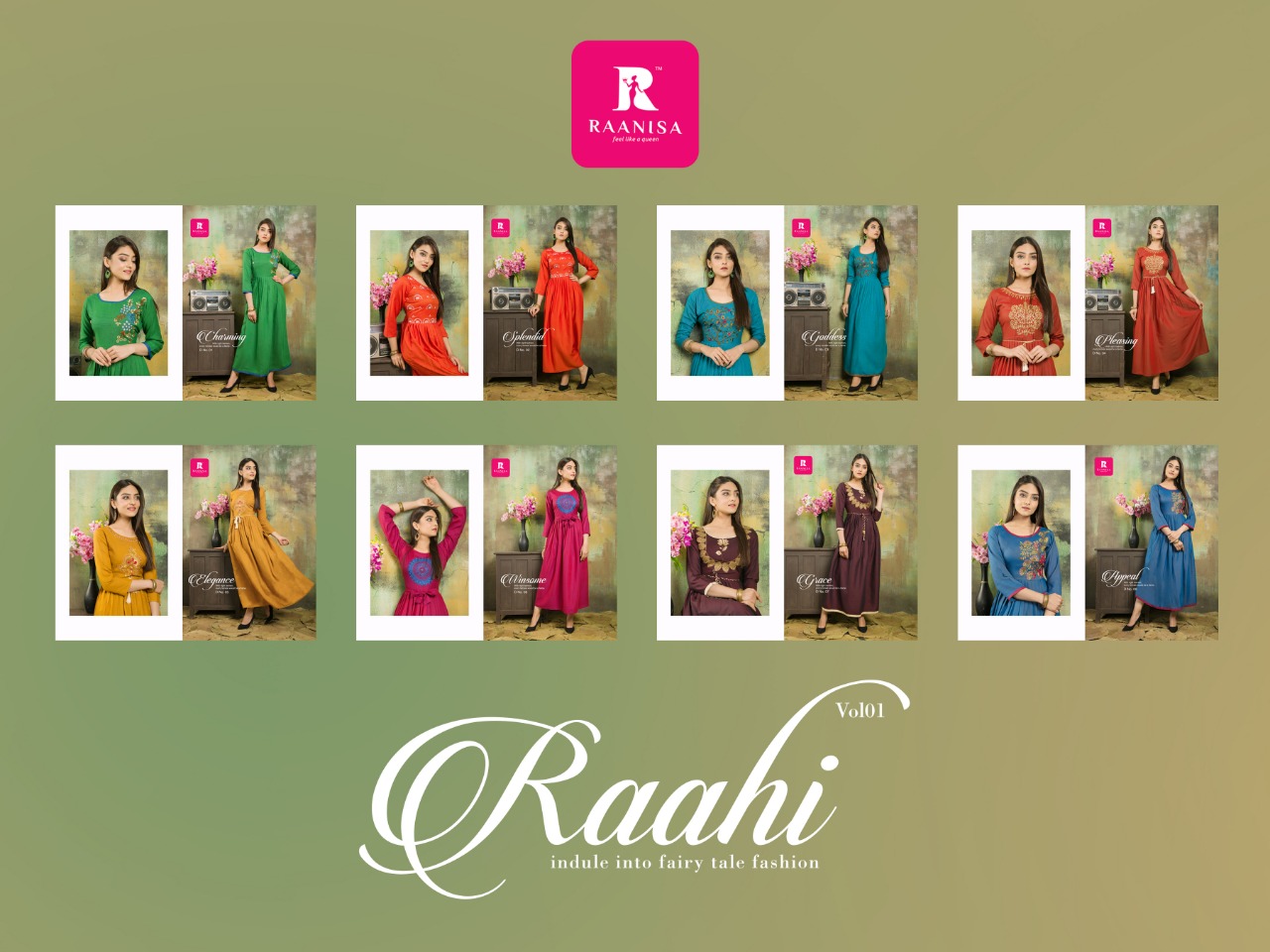 Raahi  Vol-1 By Raanisa 01 To 08 Series Beautiful Stylish Fancy Colorful Casual Wear & Ethnic Wear Collection Heavy Two Tone Rayon  Embroidery At Wholesale Price