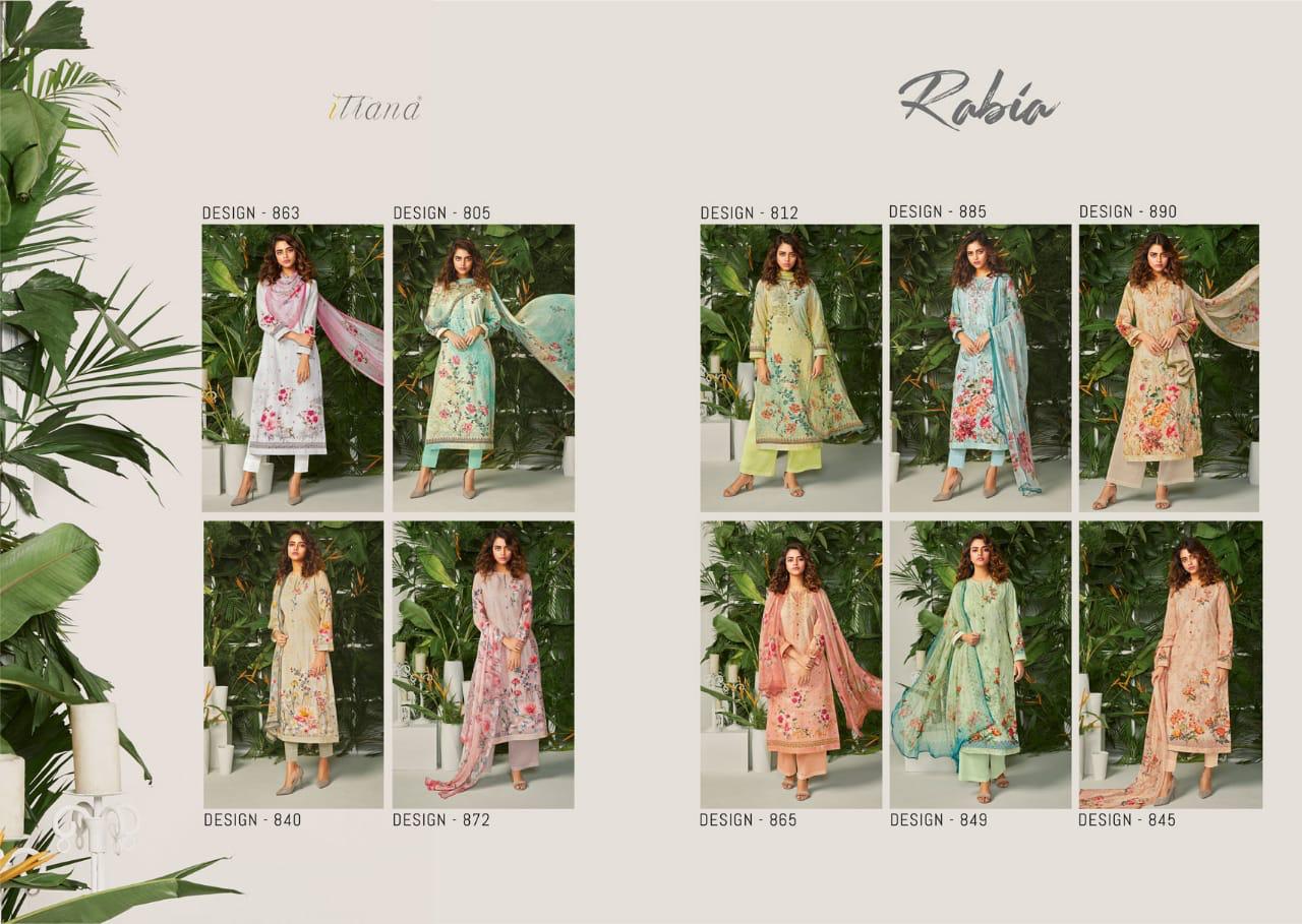 Rabia By Itrana  Beautiful Suits Colorful Stylish Fancy Colorful Casual Wear & Ethnic Wear Cambric Embroidery Front Digital Print With Cambric Back Sleeve Digital Printed Dresses At Wholesale Price