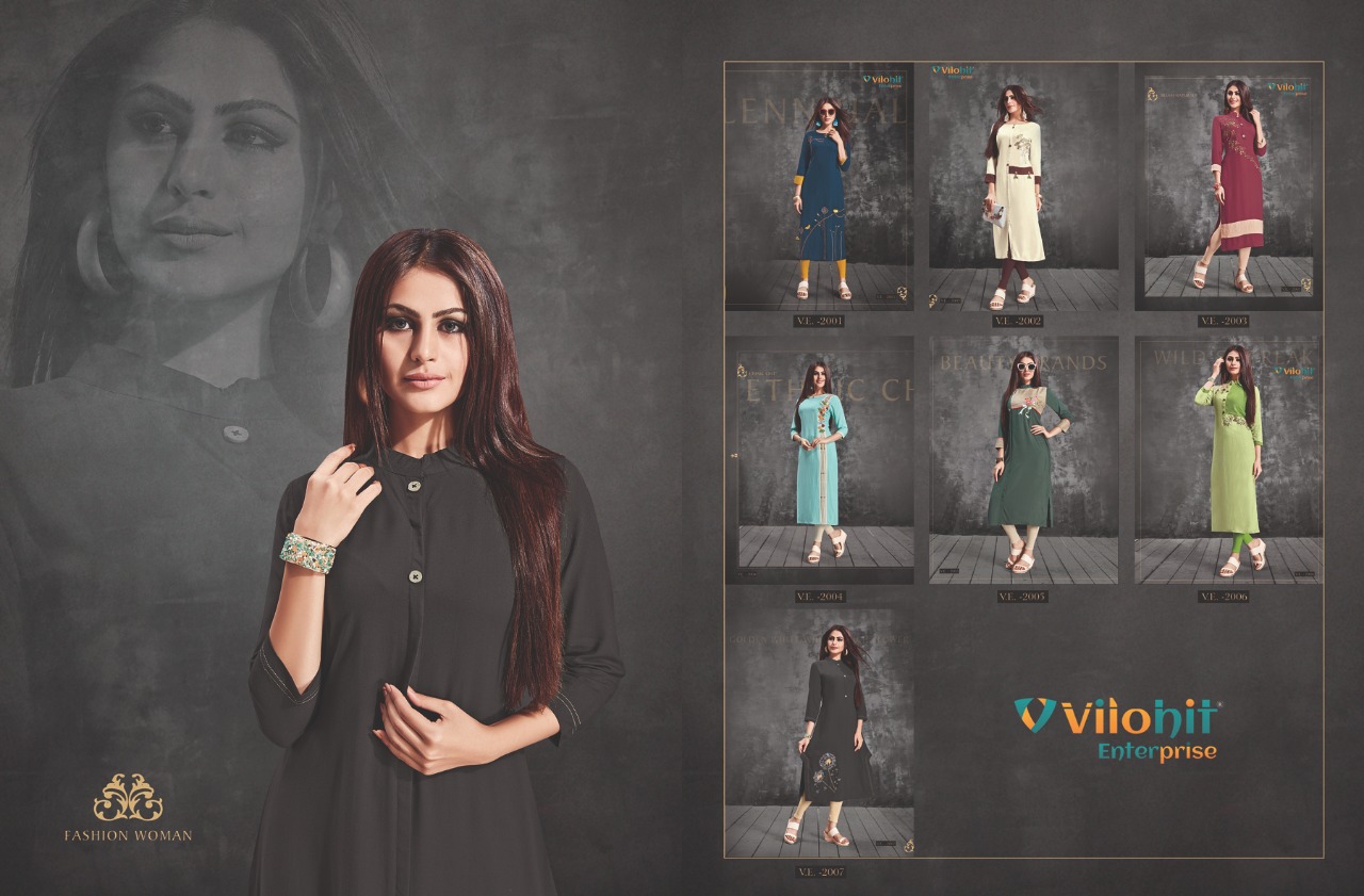 Radha Vol-2 By Vilohit Enterprise 2001 To 2007 Series Beautiful Stylish Fancy Colorful Casual Wear & Ethnic Wear & Ready To Wear Heavy Rayon Kurtis At Wholesale Price
