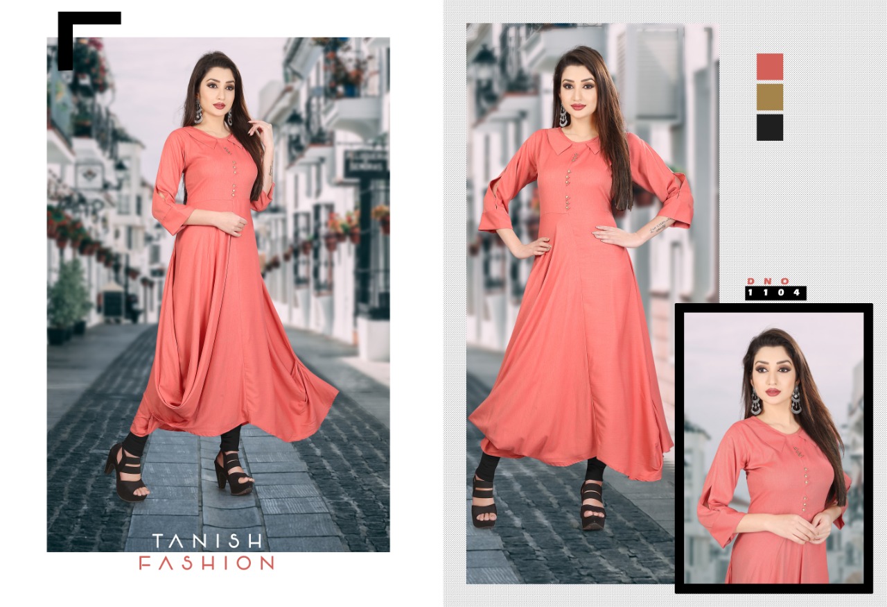 Radhika Vol-2 By Tanish Fashion 1104 To 1109 Series Beautiful Colorful Stylish Fancy Casual Wear & Ethnic Wear & Ready To Wear Rayon Two Tone Kurtis At Wholesale Price