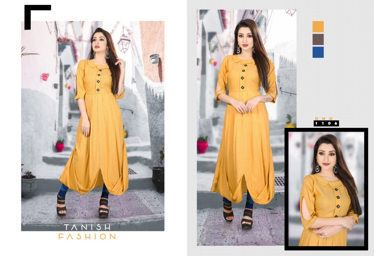 Radhika Vol-2 By Tanish Fashion 1104 To 1109 Series Beautiful Colorful Stylish Fancy Casual Wear & Ethnic Wear & Ready To Wear Rayon Two Tone Kurtis At Wholesale Price