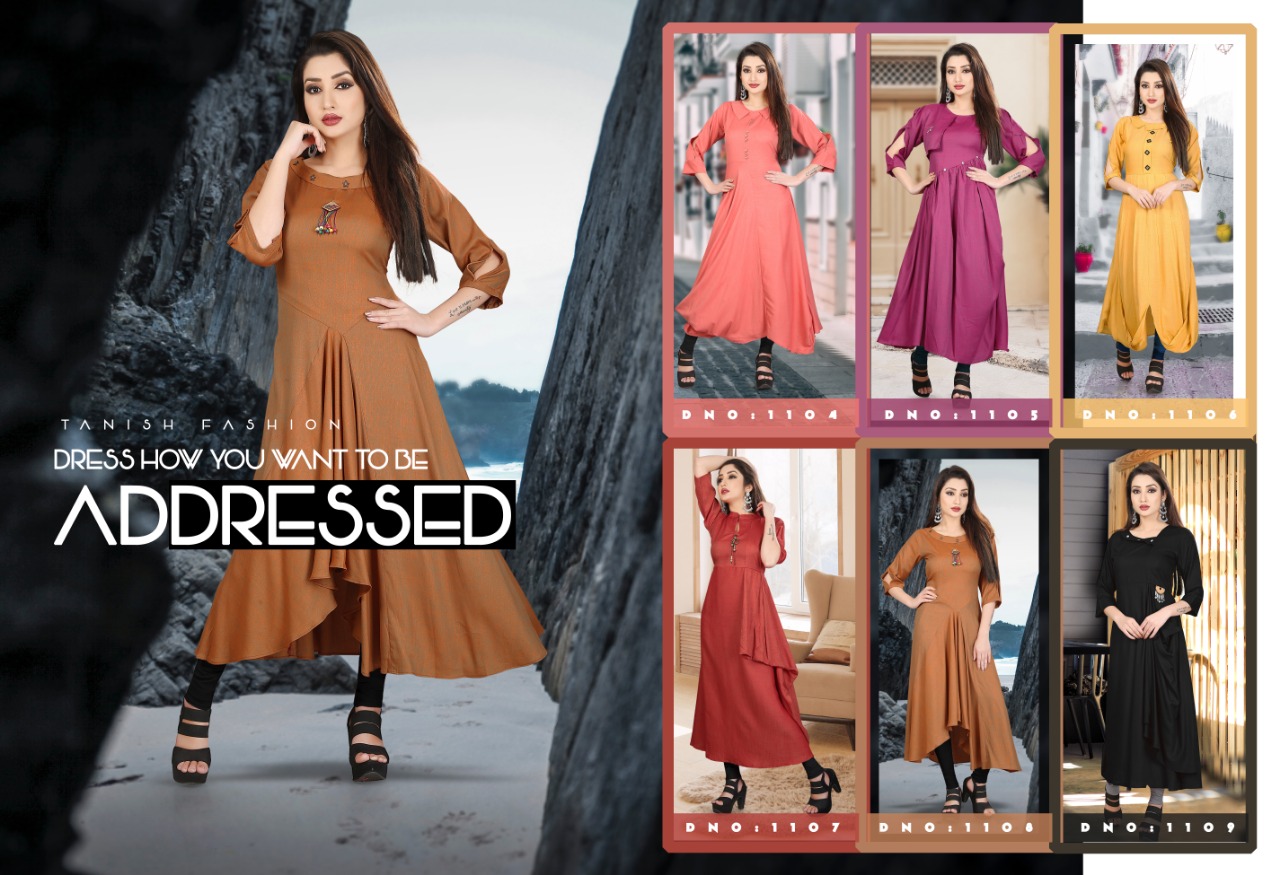 Radhika Vol-2 By Tanish Fashion 1104 To 1109 Series Beautiful Colorful Stylish Fancy Casual Wear & Ethnic Wear & Ready To Wear Rayon Two Tone Kurtis At Wholesale Price