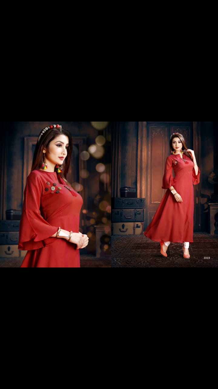 Radhika By Revaa 1018 To 1023 Series Beautiful Colorful Stylish Fancy Casual Wear & Ethnic Wear & Ready To Wear Rayon Two Tone Kurtis At Wholesale Price