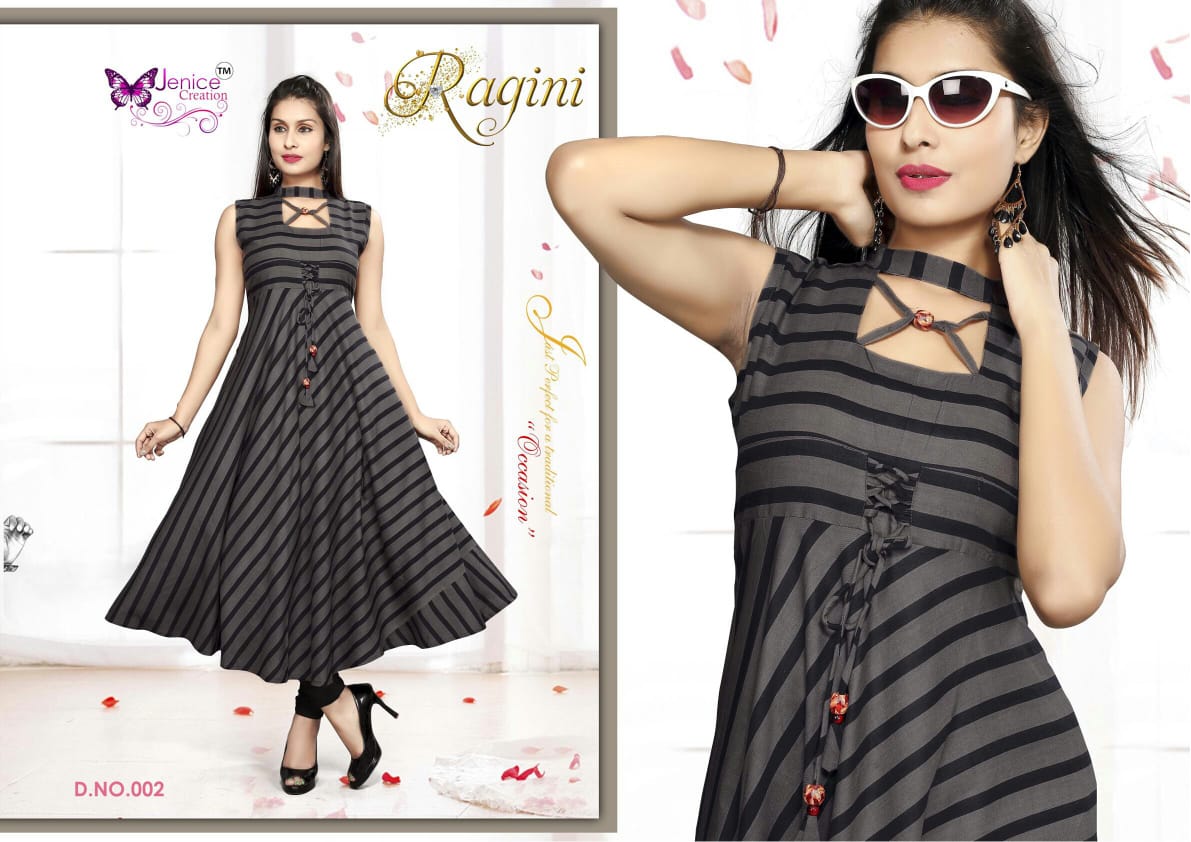 Ragini By Jenice Creation 001 To 006 Series Beautiful Colorful Stylish Fancy Casual Wear & Ethnic Wear & Ready To Wear Heavy Rayon Printed Kurtis At Wholesale Price