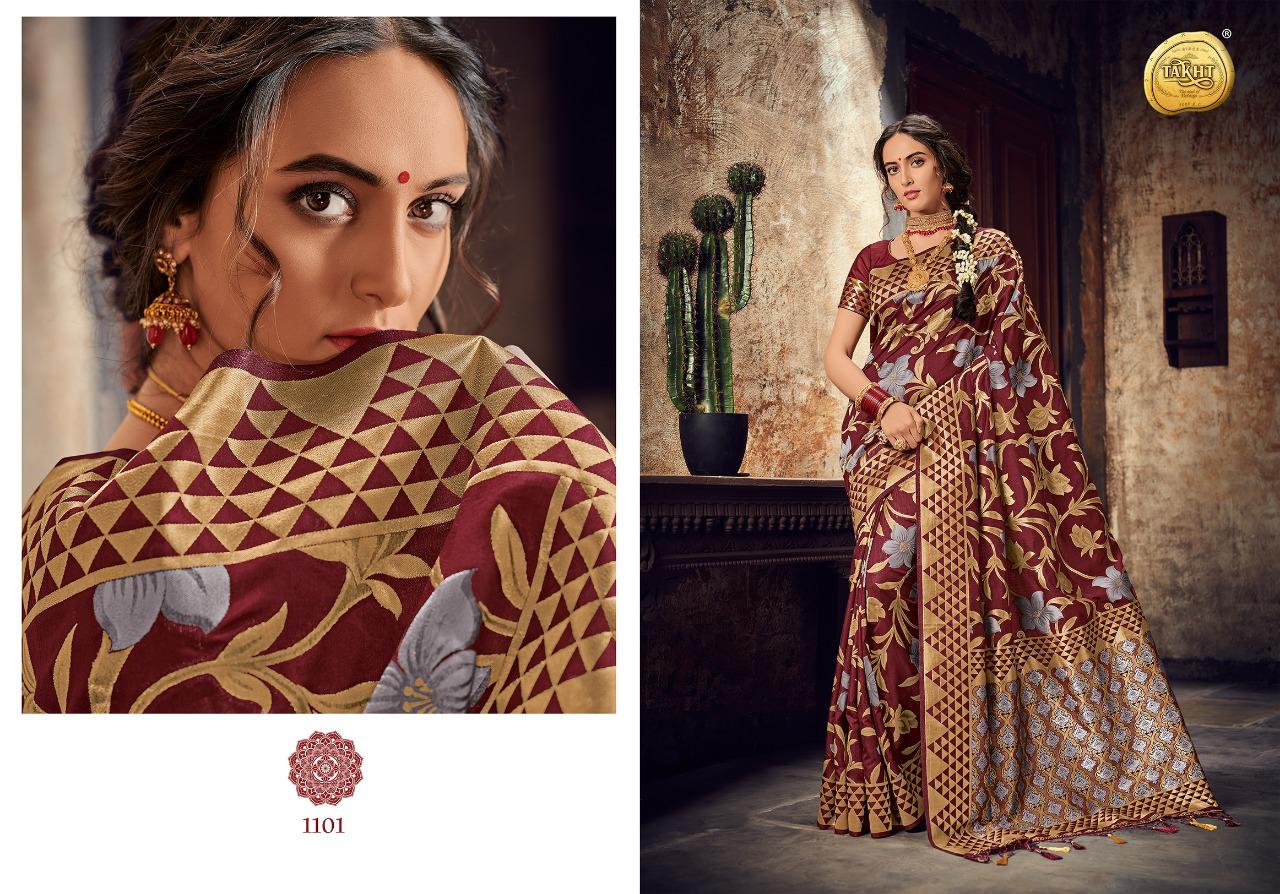 Rajgharana Silk By Takht 1101 To 1109 Series Indian Traditional Wear Collection Beautiful Stylish Fancy Colorful Party Wear & Occasional Wear Soft Nylon Silk Sarees At Wholesale Price