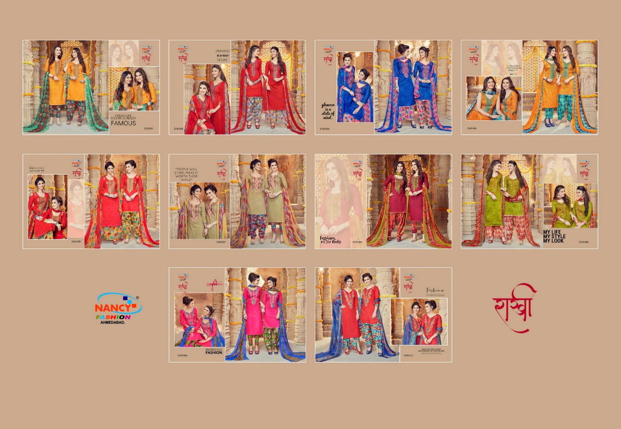 Rakhi By Nancy Fashion 001 To 010 Series Designer Pakistani Suits Collection Beautiful Stylish Fancy Colorful Party Wear & Occasional Wear Cotton Print Dresses At Wholesale Price