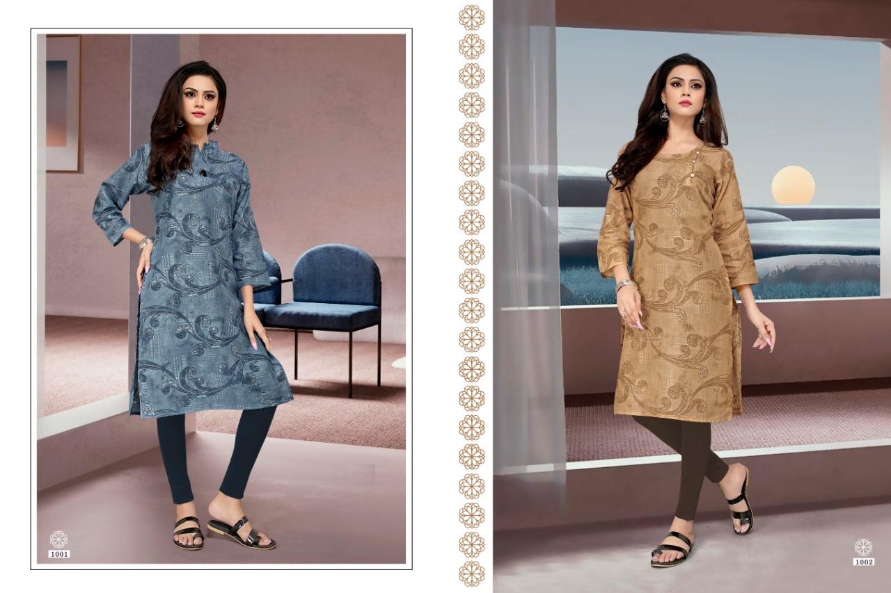 Rang Manch By T S Fashion 1001 To 1010 Series Beautiful Stylish Fancy Colorful Casual Wear & Ethnic Wear Heavy Cotton With Print Kurtis At Wholesale Price