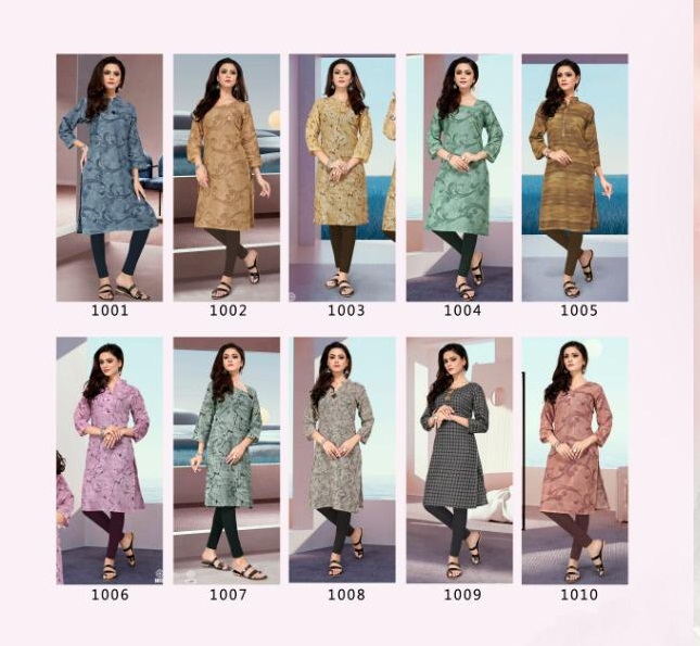 Rang Manch By T S Fashion 1001 To 1010 Series Beautiful Stylish Fancy Colorful Casual Wear & Ethnic Wear Heavy Cotton With Print Kurtis At Wholesale Price