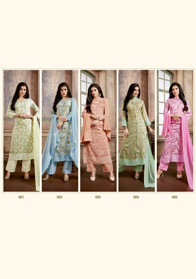 Rangat By Sanjh 1021 To 1025  Series Beautiful Suits Stylish Colorful Fancy Casual Wear & Ethnic Wear Pure Bemberg Finer Satin Print Most Exclussive Embroidery Ghera Dresses At Wholesale Price