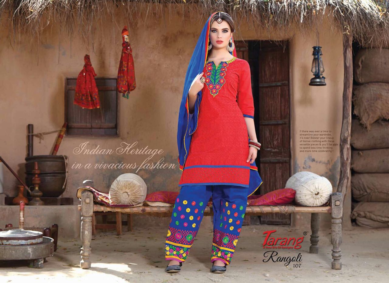 Rangoli By Tarang 101 To 110 Series Beautiful Patiyala Suits Stylish Fancy Colorful Casual Wear & Ethnic Wear Cotton Cambric Embroidered Dresses At Wholesale Price