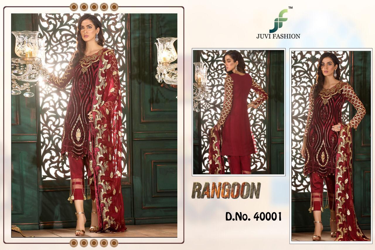 Rangoon By Juvi Fashion 40001 To 40005 Series Designer Pakistani Suits Beautiful Stylish Fancy Colorful Party Wear & Occasional Wear Faux Georgette With Heavy Embroidered Dresses At Wholesale Price