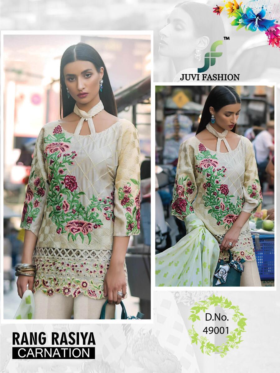 Rangrasiya Carnation By Juvi Fashion 49001 To 49006 Series Pakistani Designer Suits Collection Beautiful Stylish Fancy Colorful Party Wear & Occasional Wear Cambric Cotton With Self Embroidery Dresses At Wholesale Price